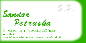 sandor petruska business card